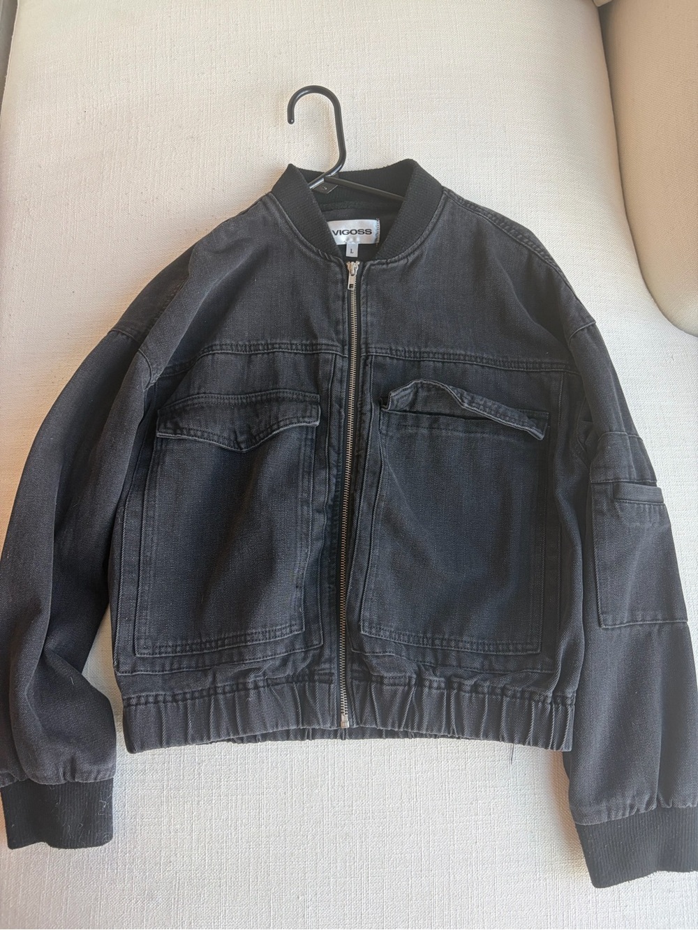 Vigoss Black denim Zip-Up Bomber Jacket